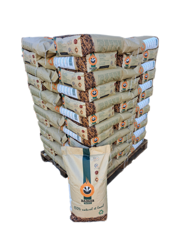 Granulés de bois BADGER – Palette de 65 sacs de 15 kg