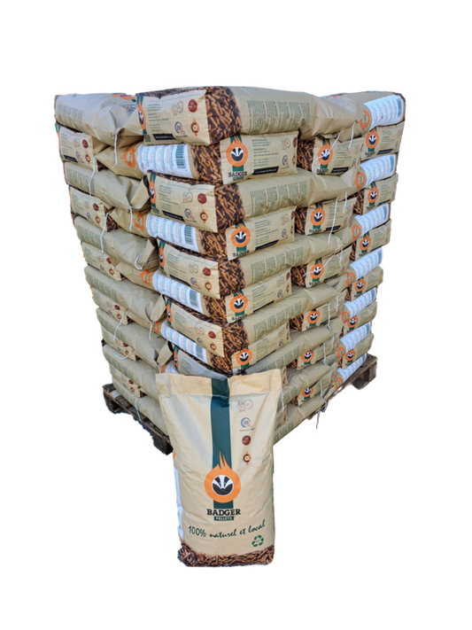 Granulés de bois BADGER – Palette de 65 sacs de 15 kg